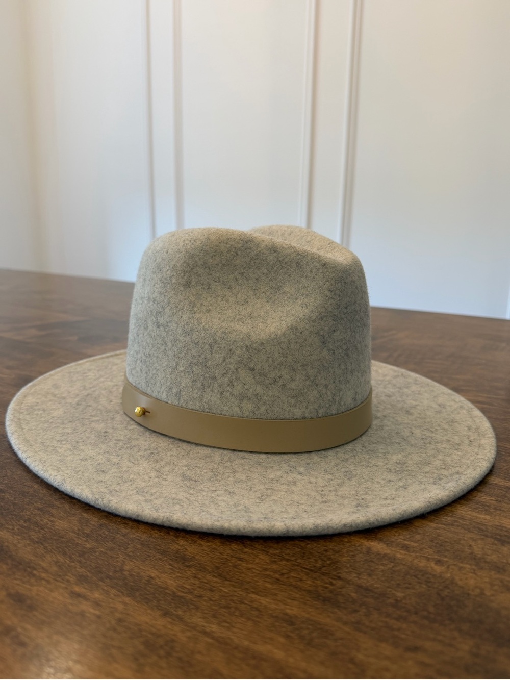 Lack Of Color Light Gray Wool Fedora with Tan Trim - Never Worn.